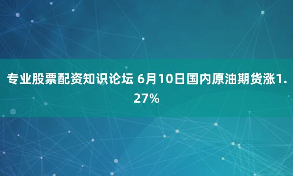专业股票配资知识论坛 6月10日国内原油期货涨1.27%