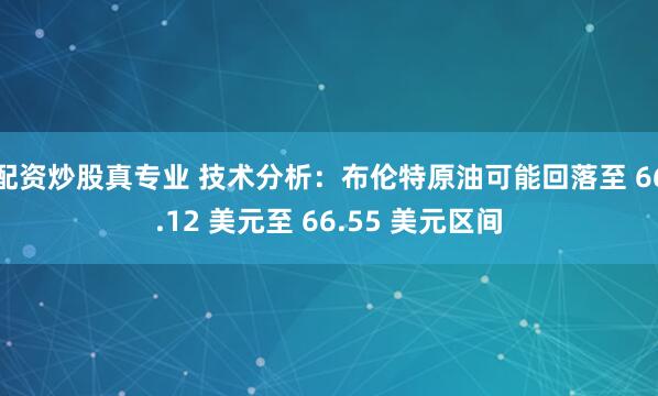 配资炒股真专业 技术分析：布伦特原油可能回落至 66.12 美元至 66.55 美元区间