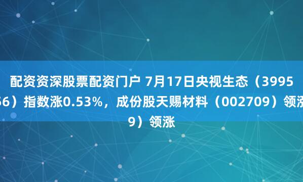 配资资深股票配资门户 7月17日央视生态（399556）指数涨0.53%，成份股天赐材料（002709）领涨
